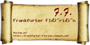 Frankfurter Flórián névjegykártya